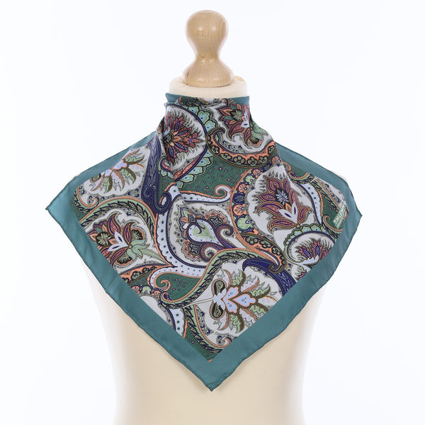 Brand New TM Lewin Green Paisley Silk Pocket Square