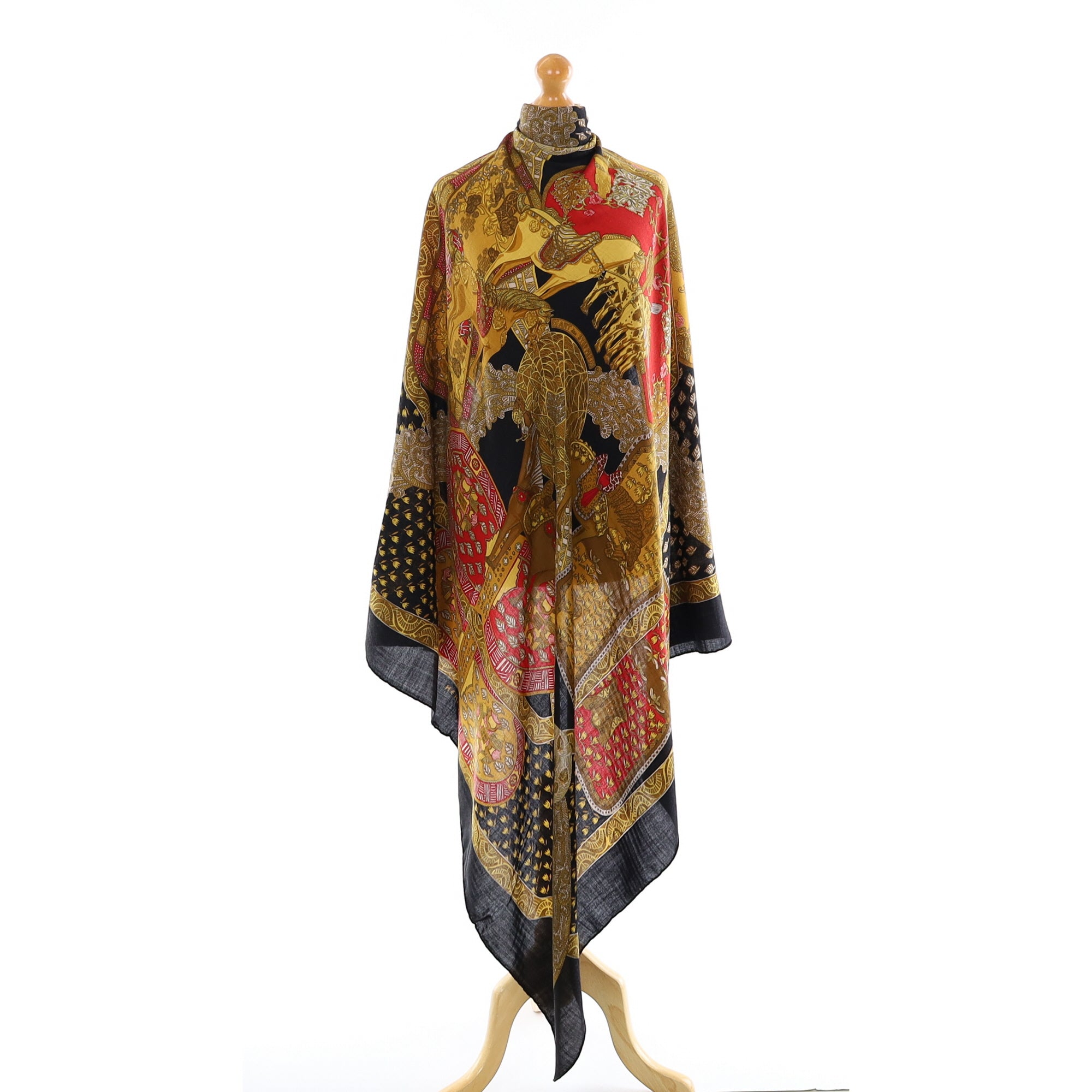 Brand New Boxed Hermès Art Des Steppes Cashmere and Silk Shawl