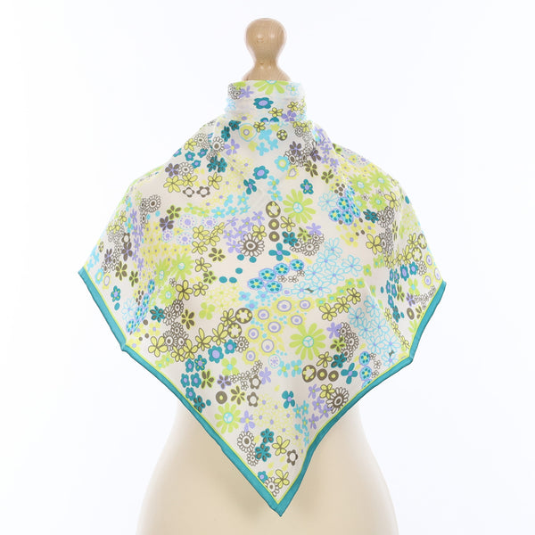 Brand New Aqua Floral Silk Scarf