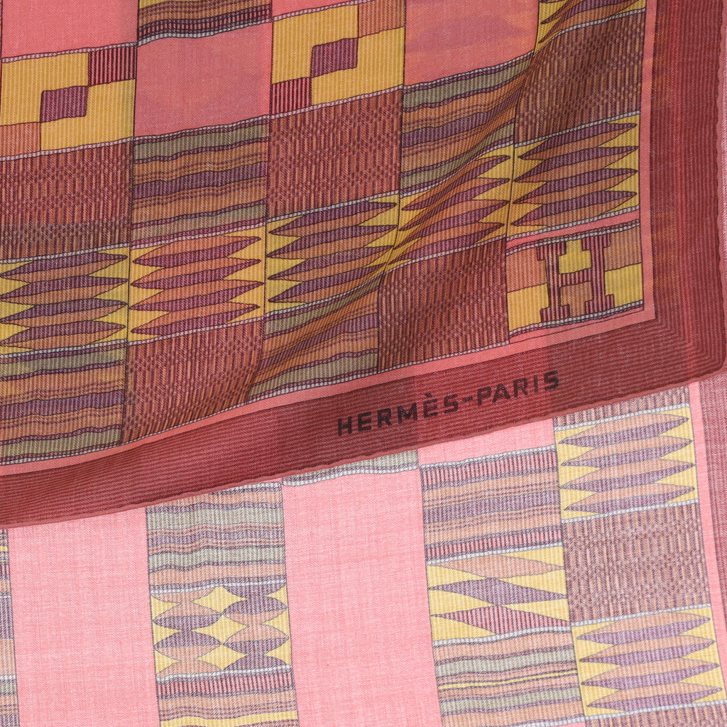 Brand New Boxed Hermès Geometric Cashmere and Silk Shawl