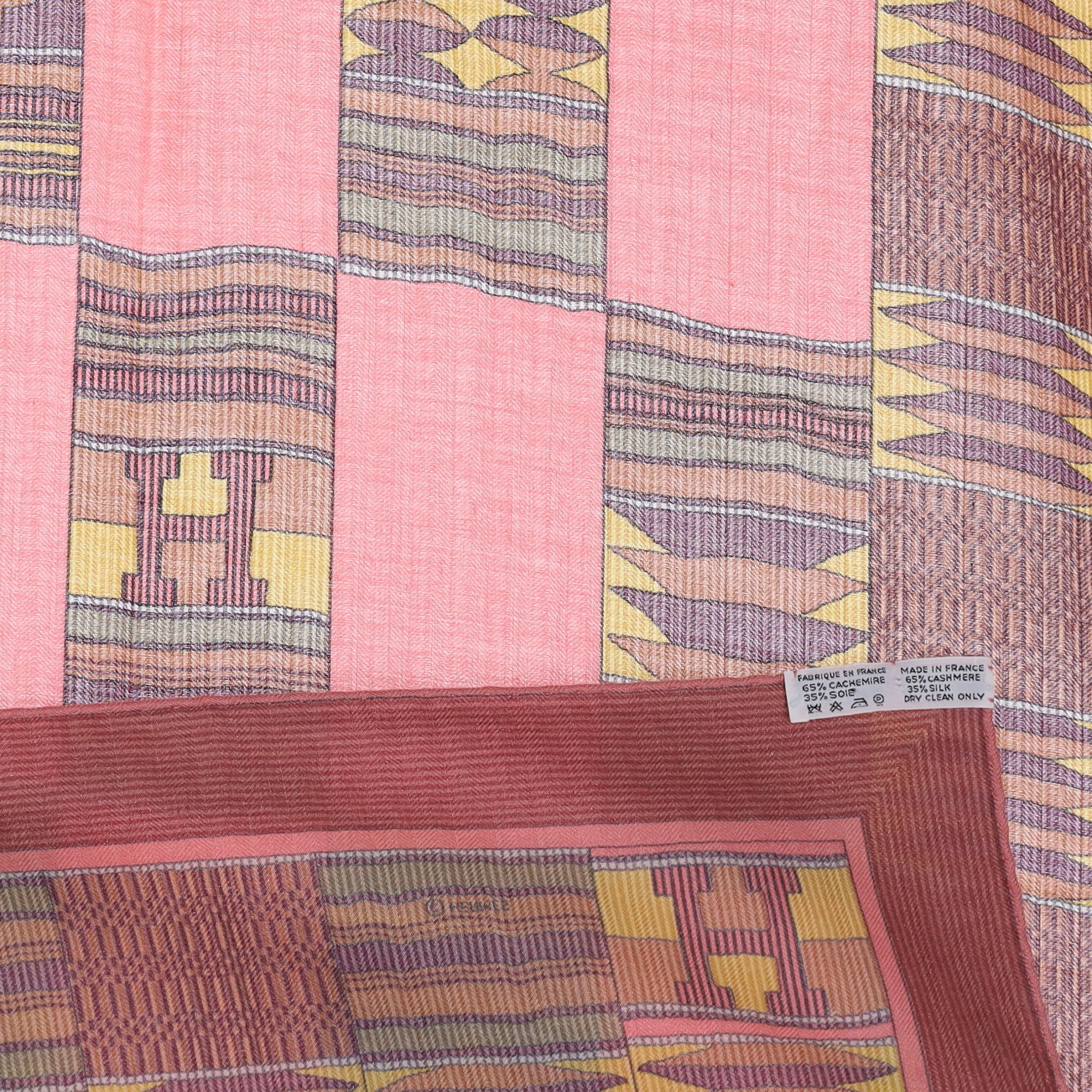 Brand New Boxed Hermès Geometric Cashmere and Silk Shawl
