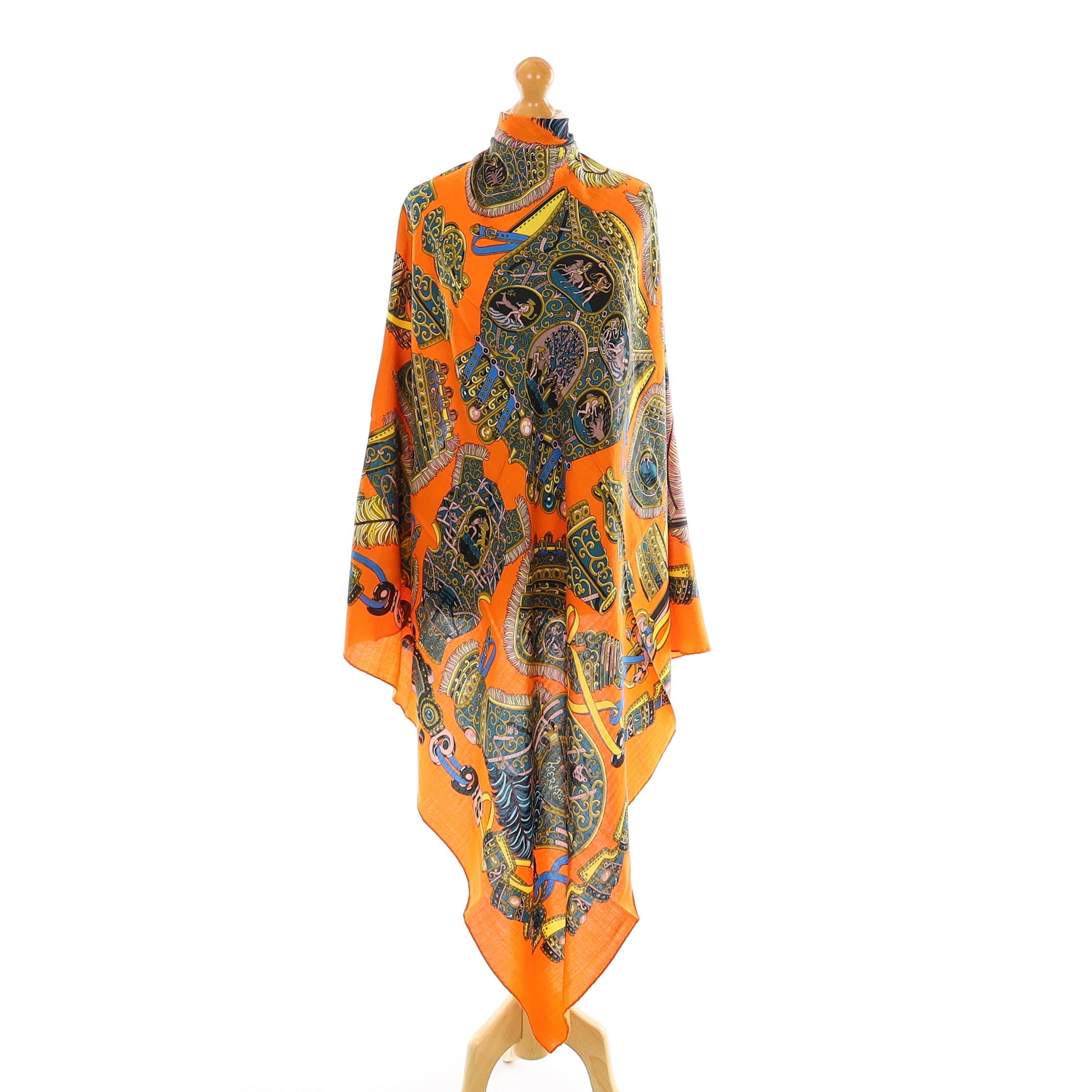 Brand New Boxed Hermès Sous L' Egide Le Mars Cashmere and Silk Shawl