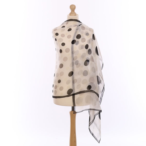 Pristine Black and White Spotted Silk Wrap