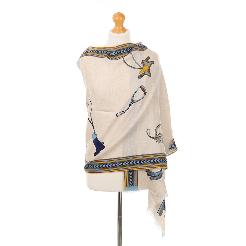 Brand New Boxed Hermès Cashmere and Silk Stole
