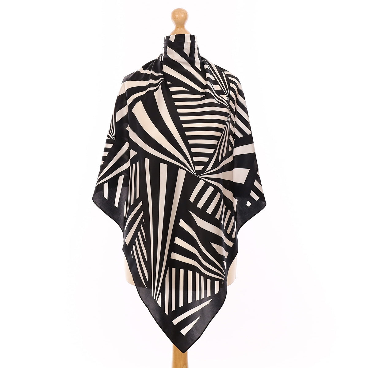 & Other Stories Black and White Geometric Silk Scarf