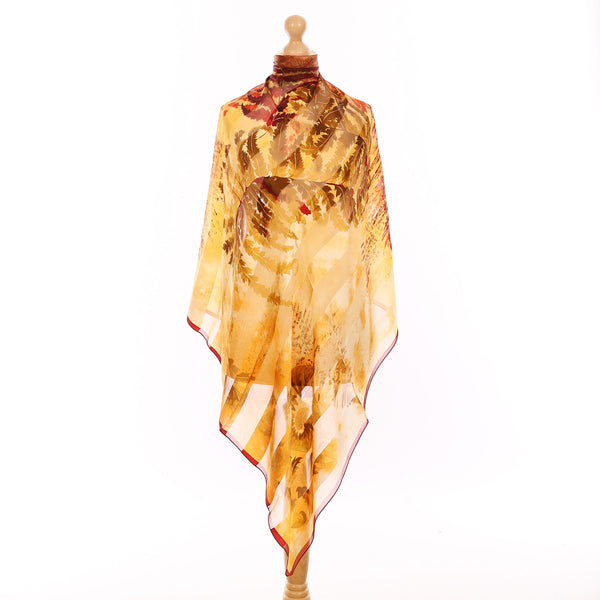 Brand Copper and Red Botanical Silk Scarf
