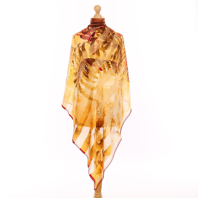 Brand Copper and Red Botanical Silk Scarf