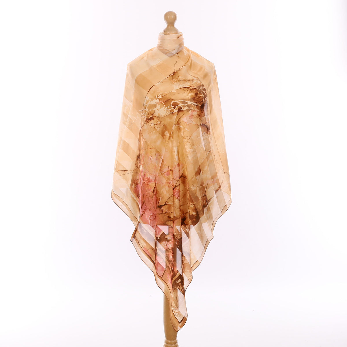Brand New Muted Copper Abstract Silk Scarf