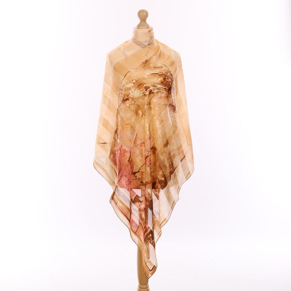 Brand New Muted Copper Abstract Silk Scarf