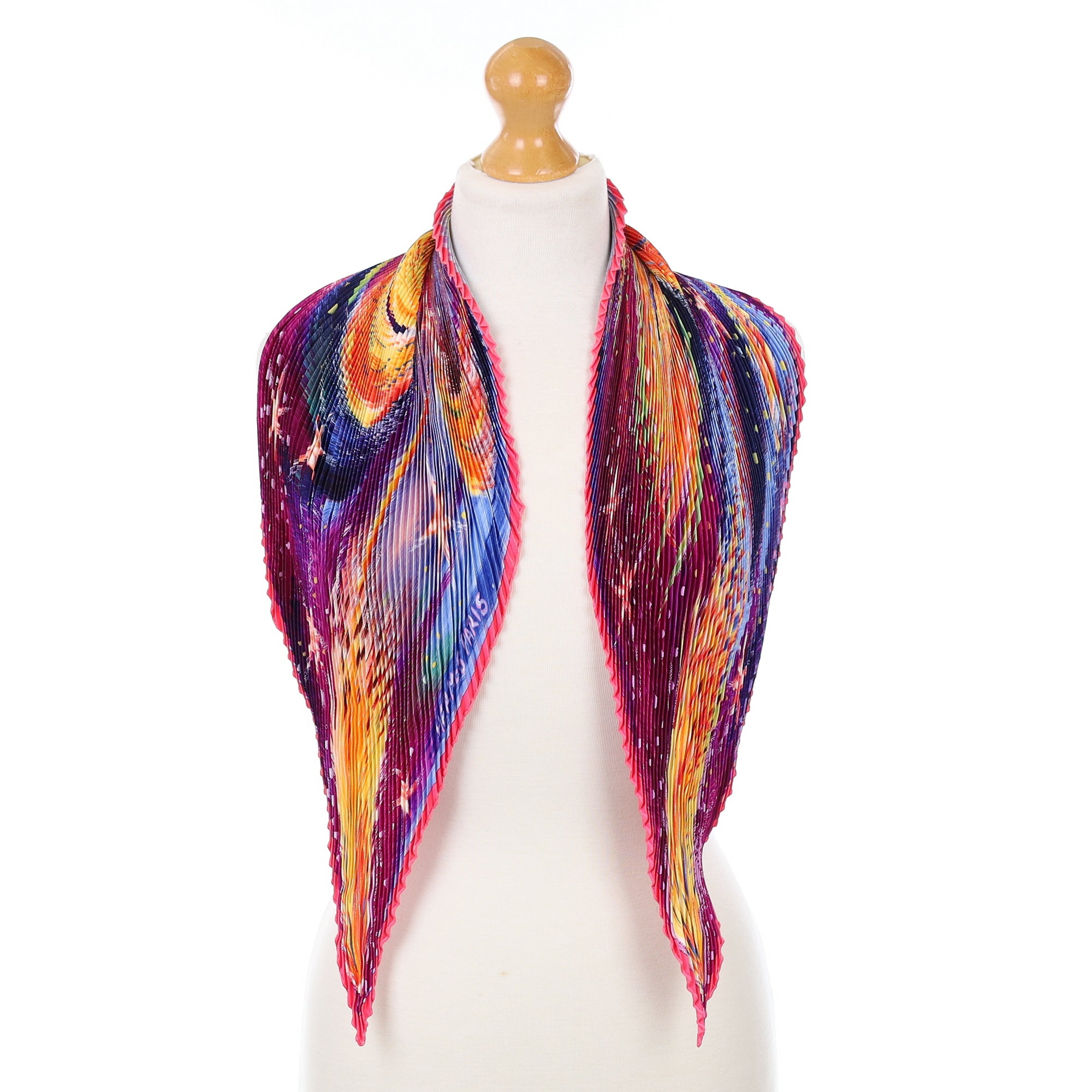 Brand New Boxed Hermès Feux Du Ciel Plisse Silk Scarf
