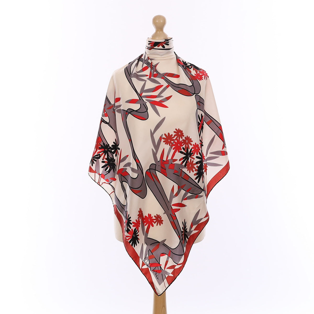 1970's Richard Allan Red Floral Vintage Silk Scarf