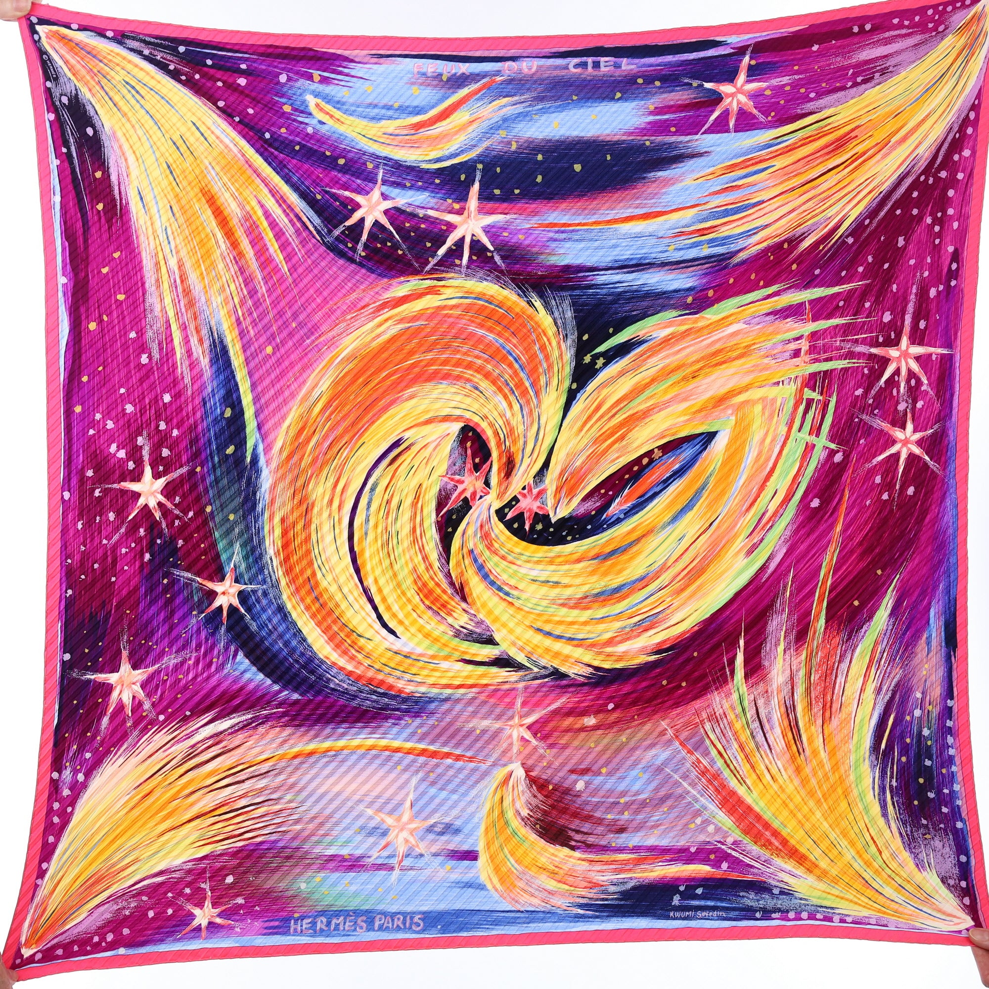 Brand New Boxed Hermès Feux Du Ciel Plisse Silk Scarf