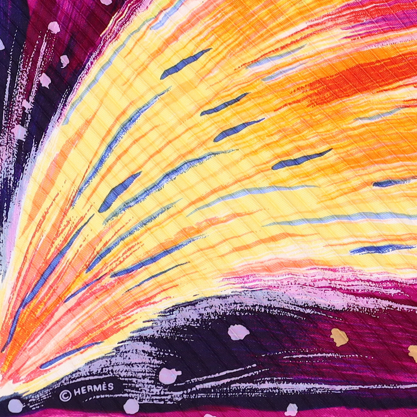 Brand New Boxed Hermès Feux Du Ciel Plisse Silk Scarf