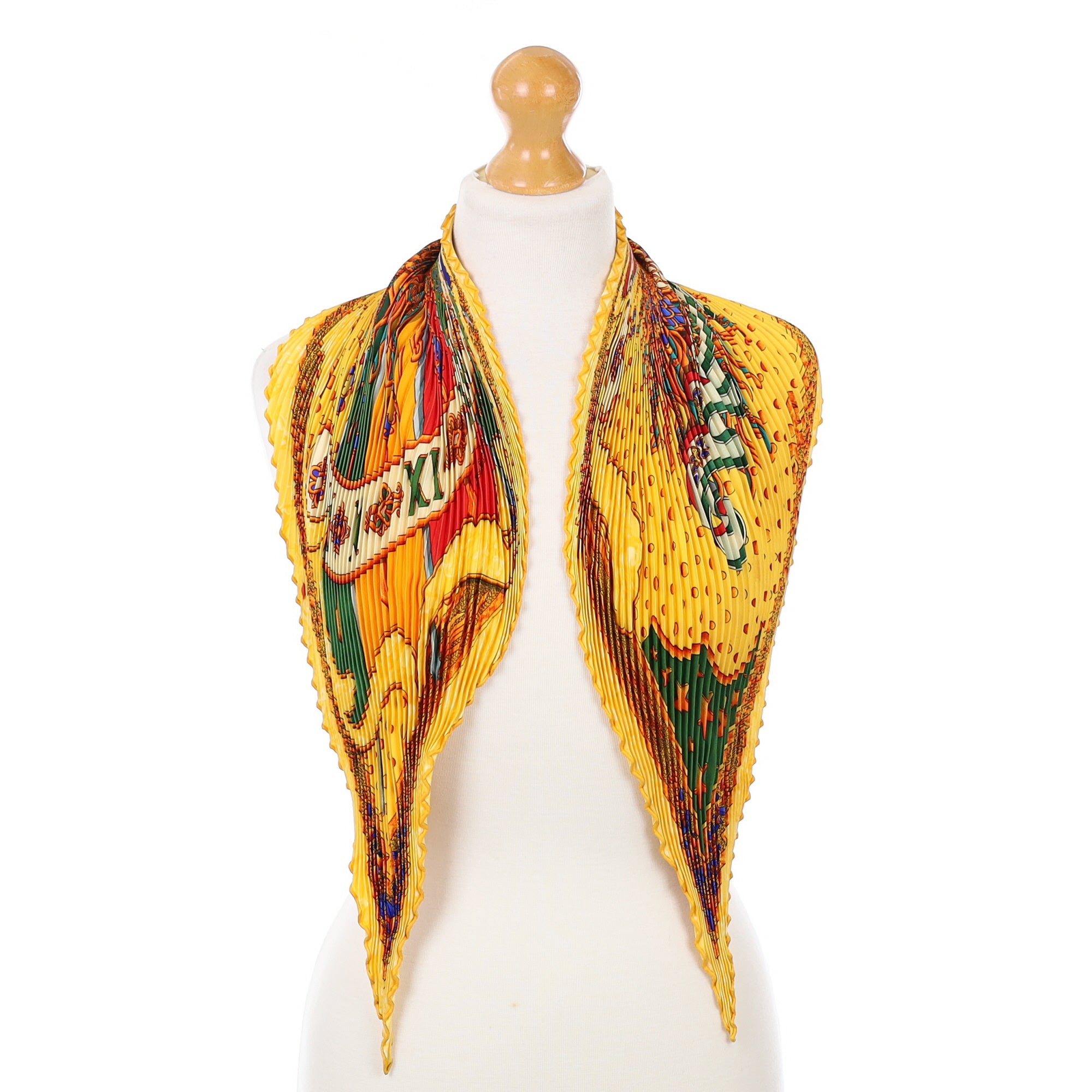 Boxed Hermès Carpe Diem Plisse Silk Scarf