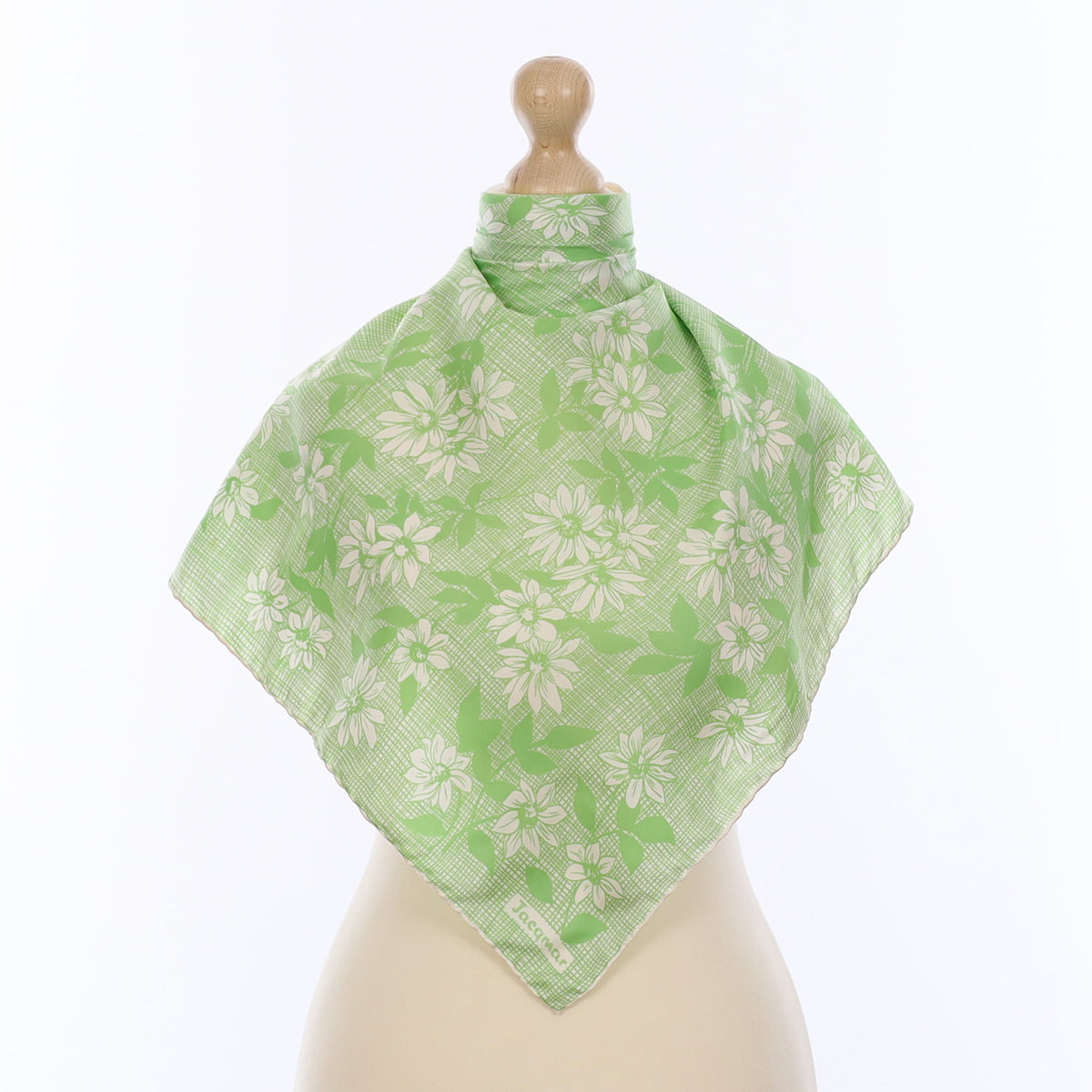 Jacqmar Green Floral Silk Scarf