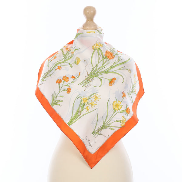 Brand New Jim Thompson Orange Floral Silk Scarf