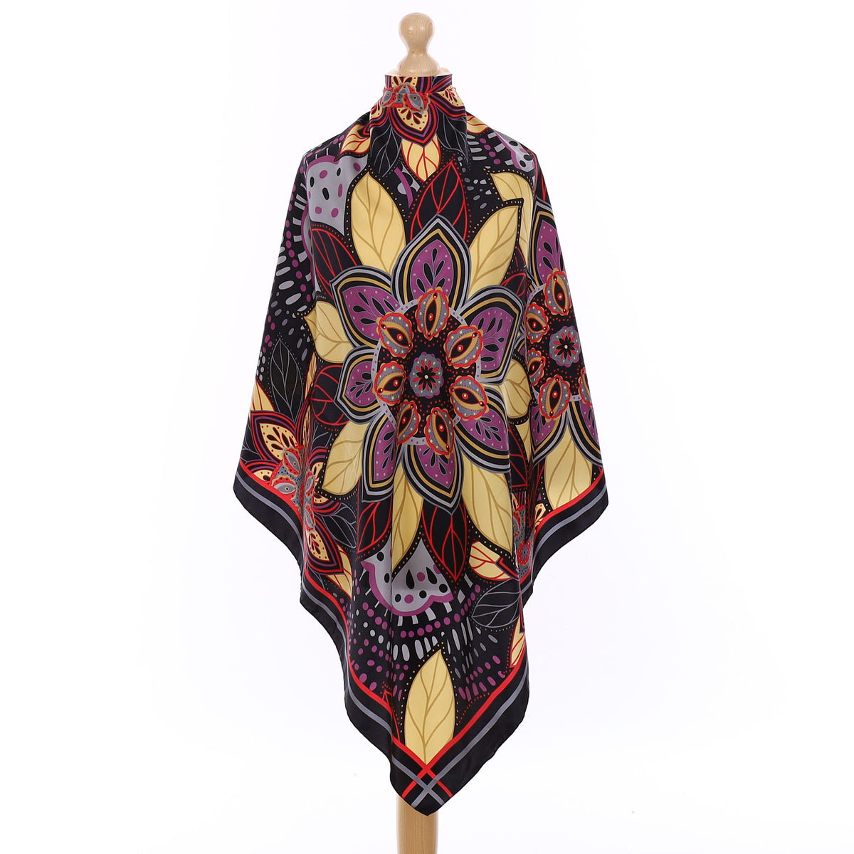 Artistic Floral Silk Scarf