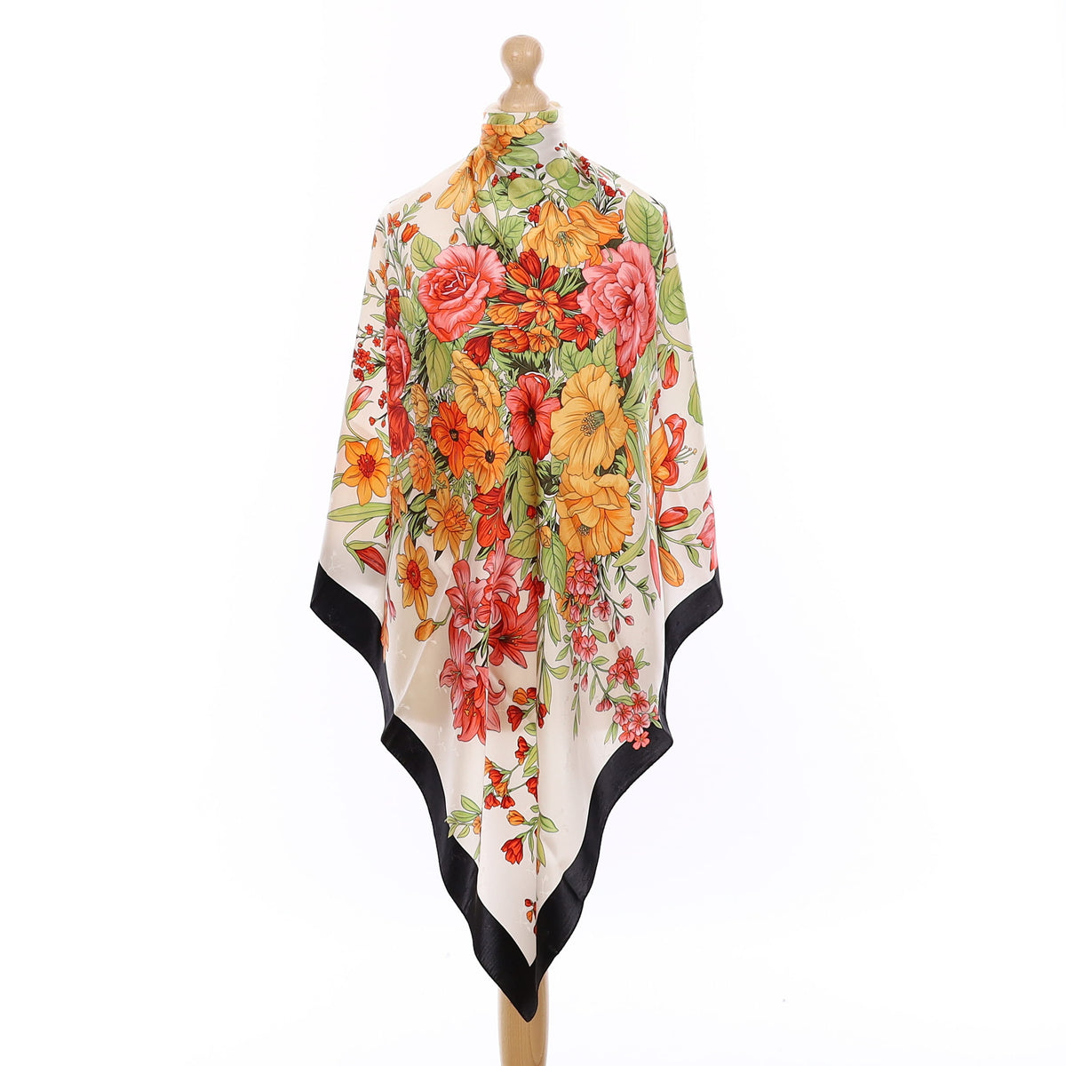 Brand New Orange and Red Floral Silk Scarf