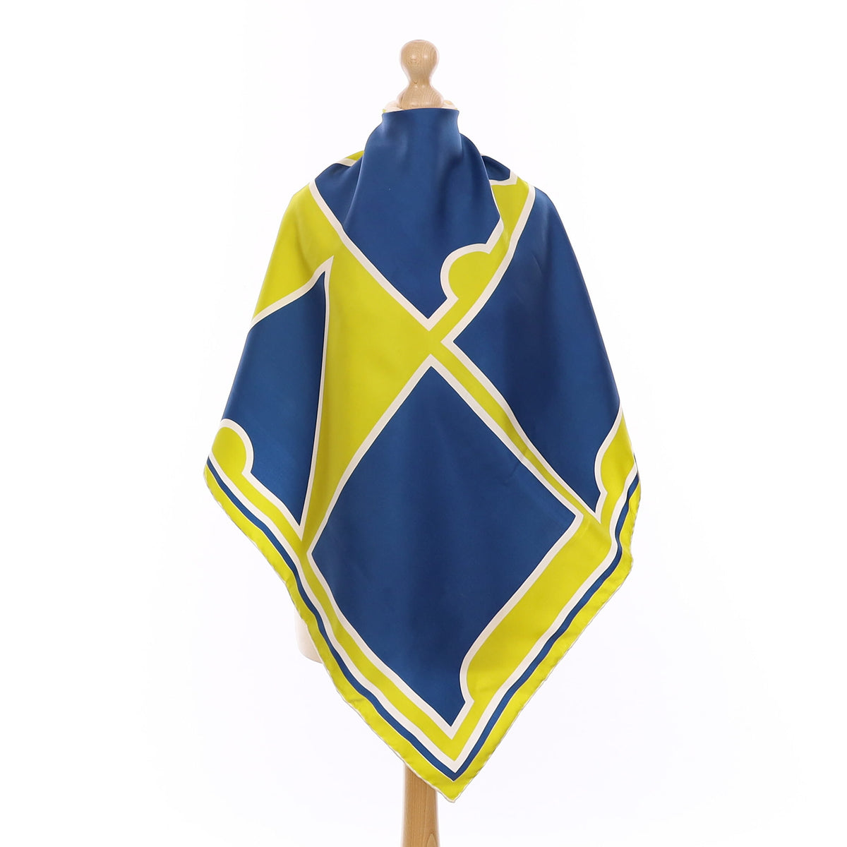 Brand New Pistachio and Blue Vintage Silk Scarf