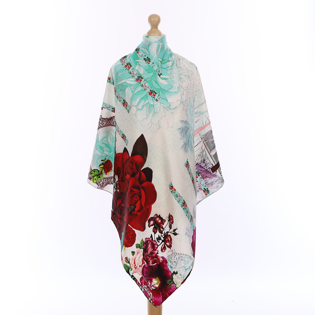 Pristine Floral Abstract Silk Scarf
