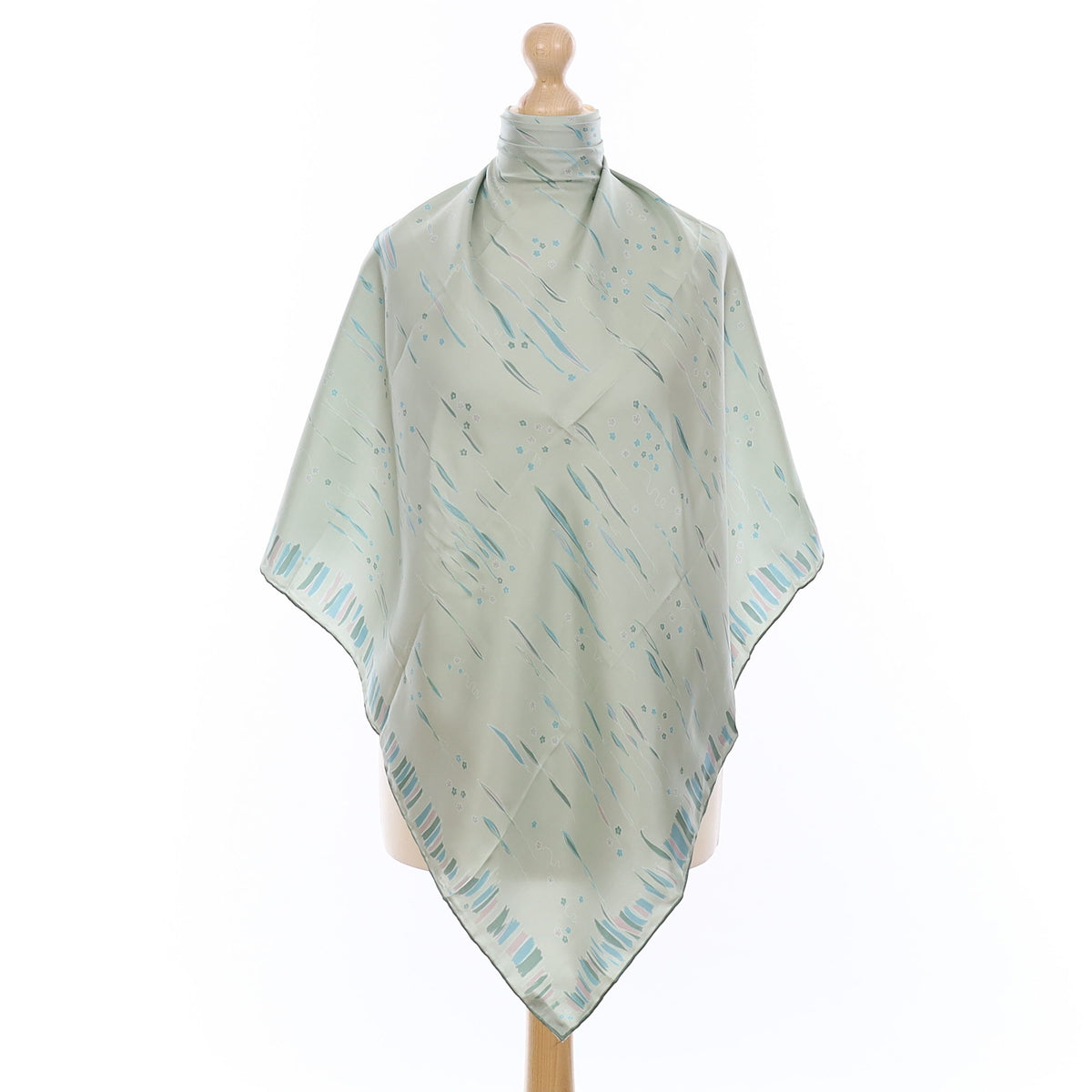 Pristine 1970's Richard Allan Hazy Green Vintage Silk Scarf
