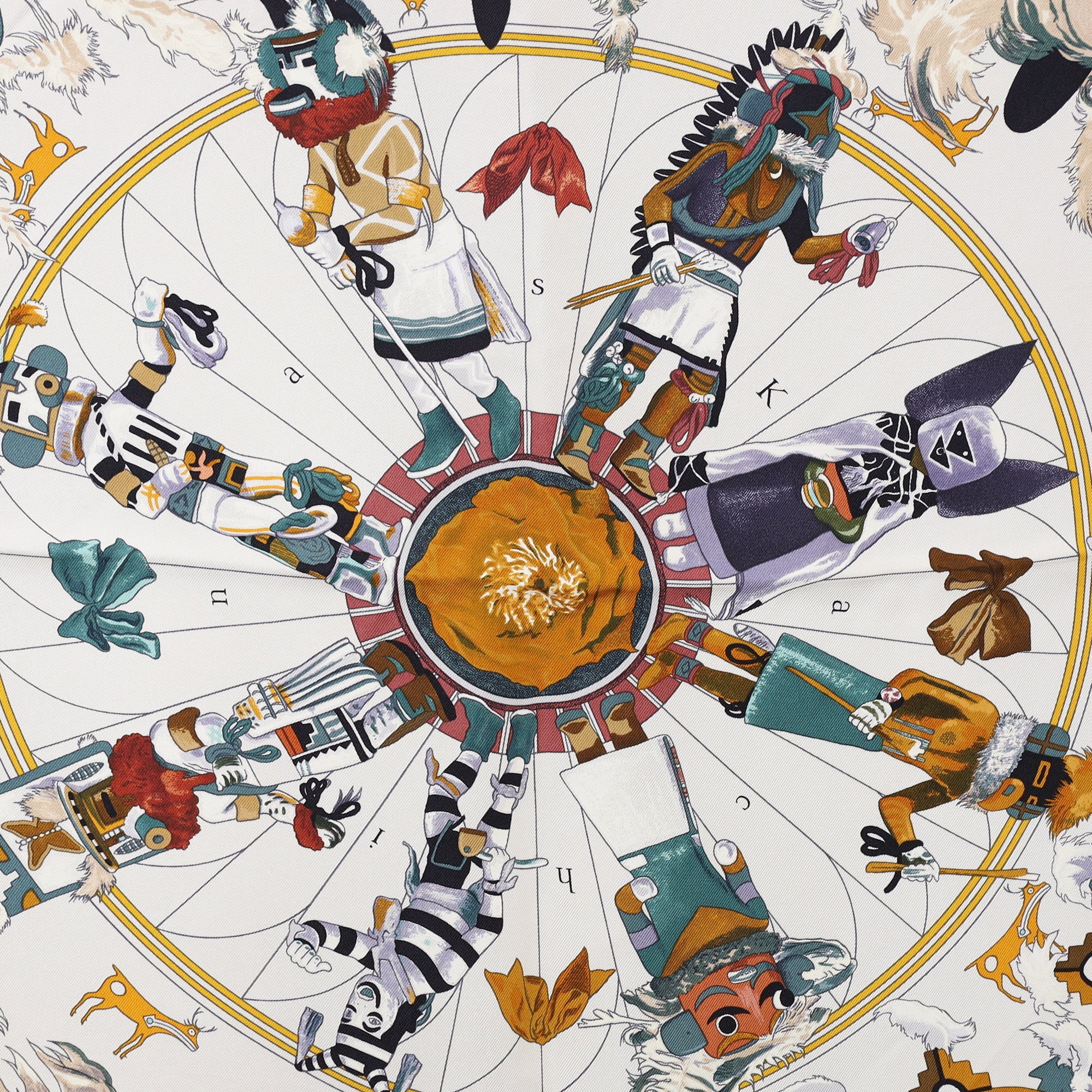 Boxed Hermès Kachinas Silk Scarf Grail