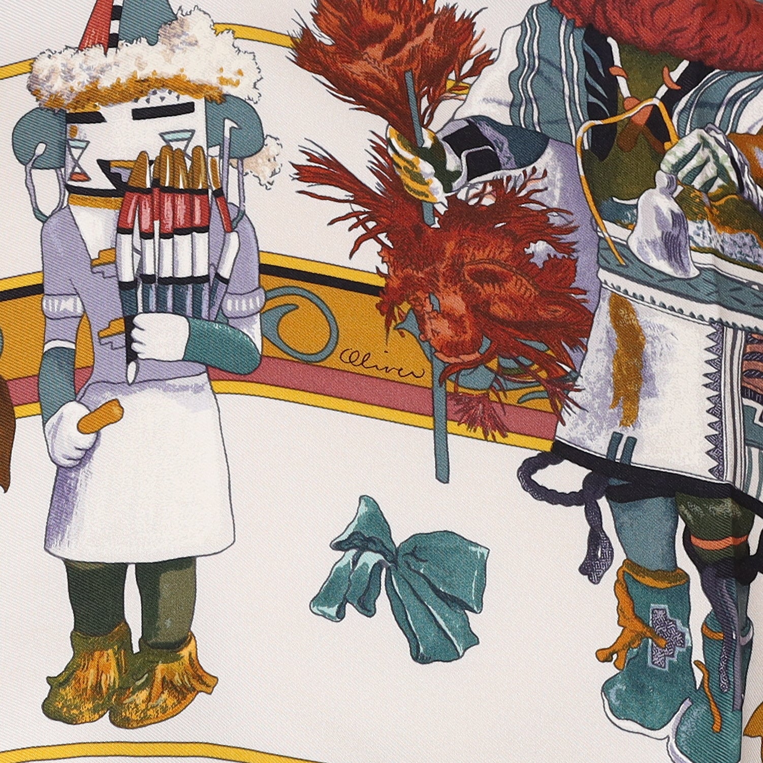Boxed Hermès Kachinas Silk Scarf Grail