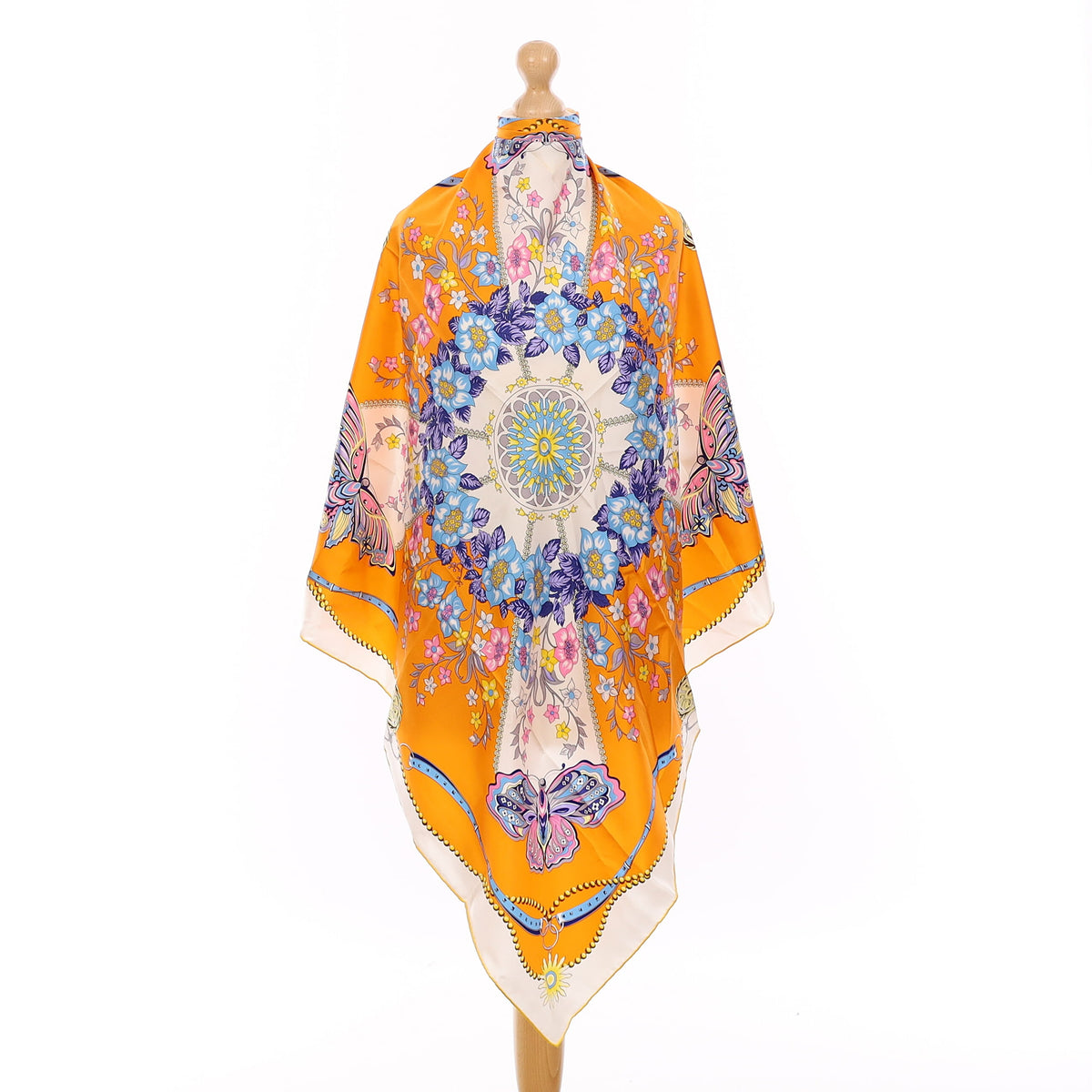 Brand New Boxed Carolina Lemke Yellow Pattern Silk Scarf