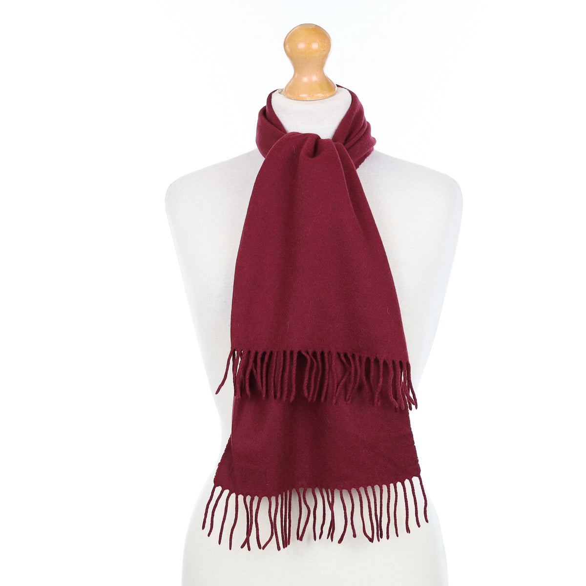 Rich Wine Red Cashmere Woven Scarf