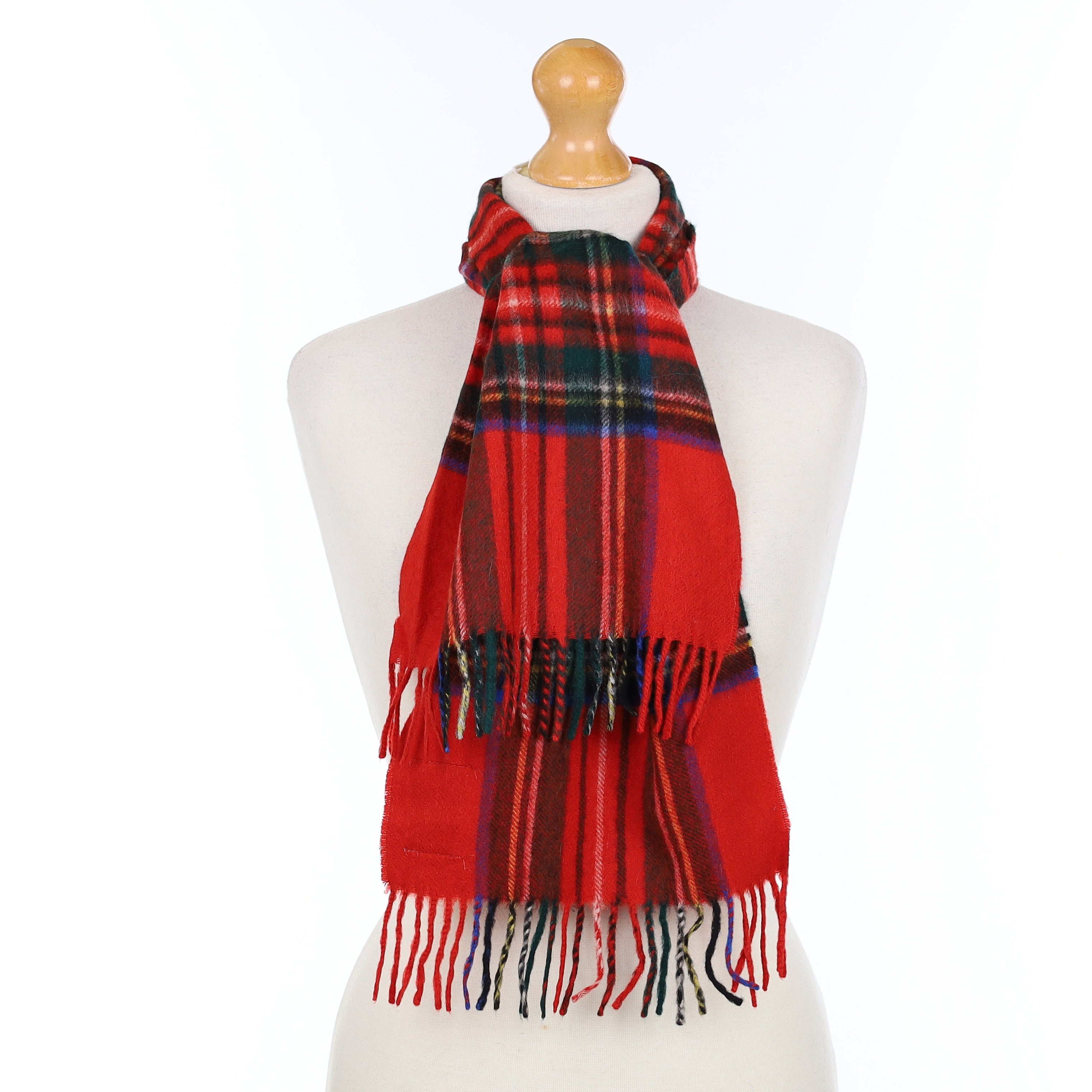 Red Blue and Green Plaid Cashmere Woven Scarf