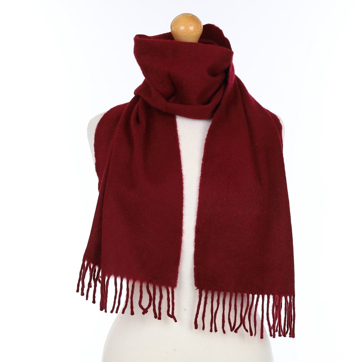 Wine Red Cashmere Woven Scarf