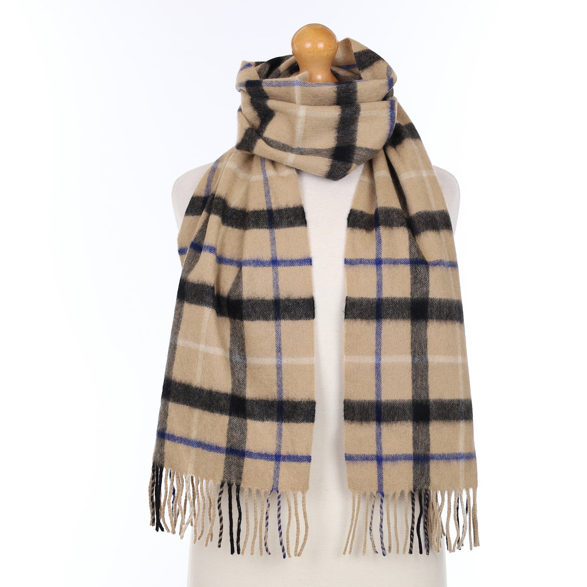 Brown Black and Blue Cashmere Woven Scarf