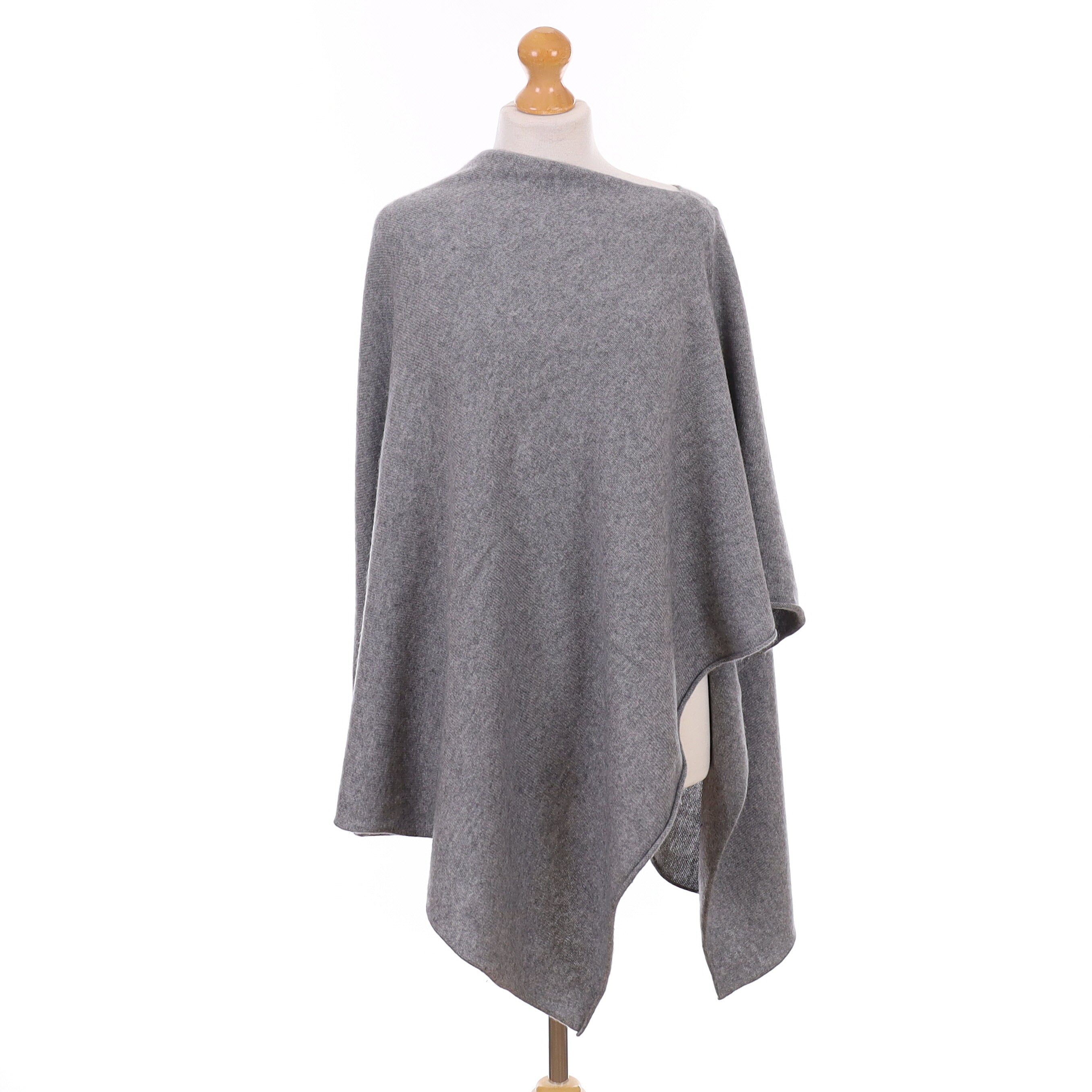 Ash Grey Cashmere Poncho One Size