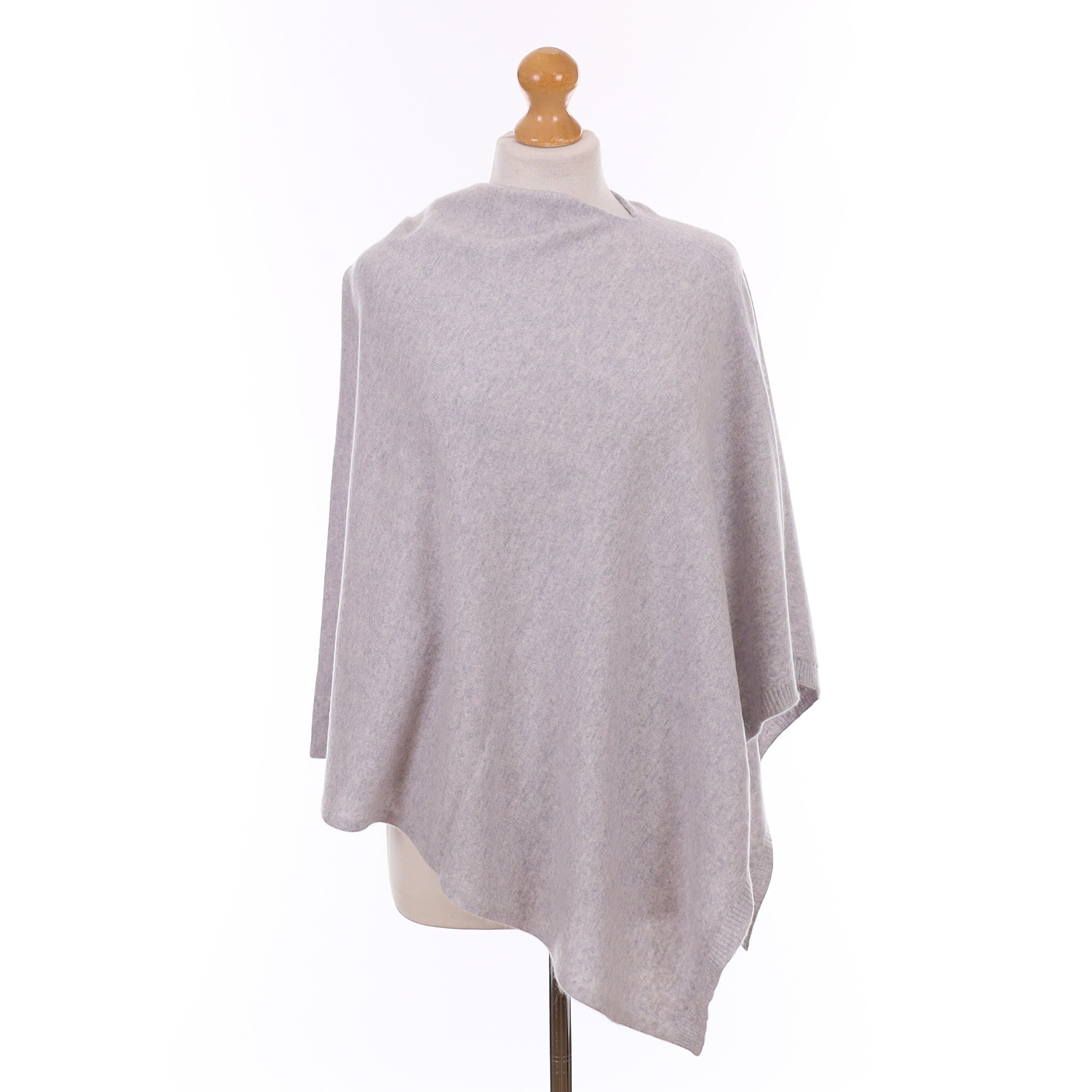 Mist Grey Cashmere Poncho One Size
