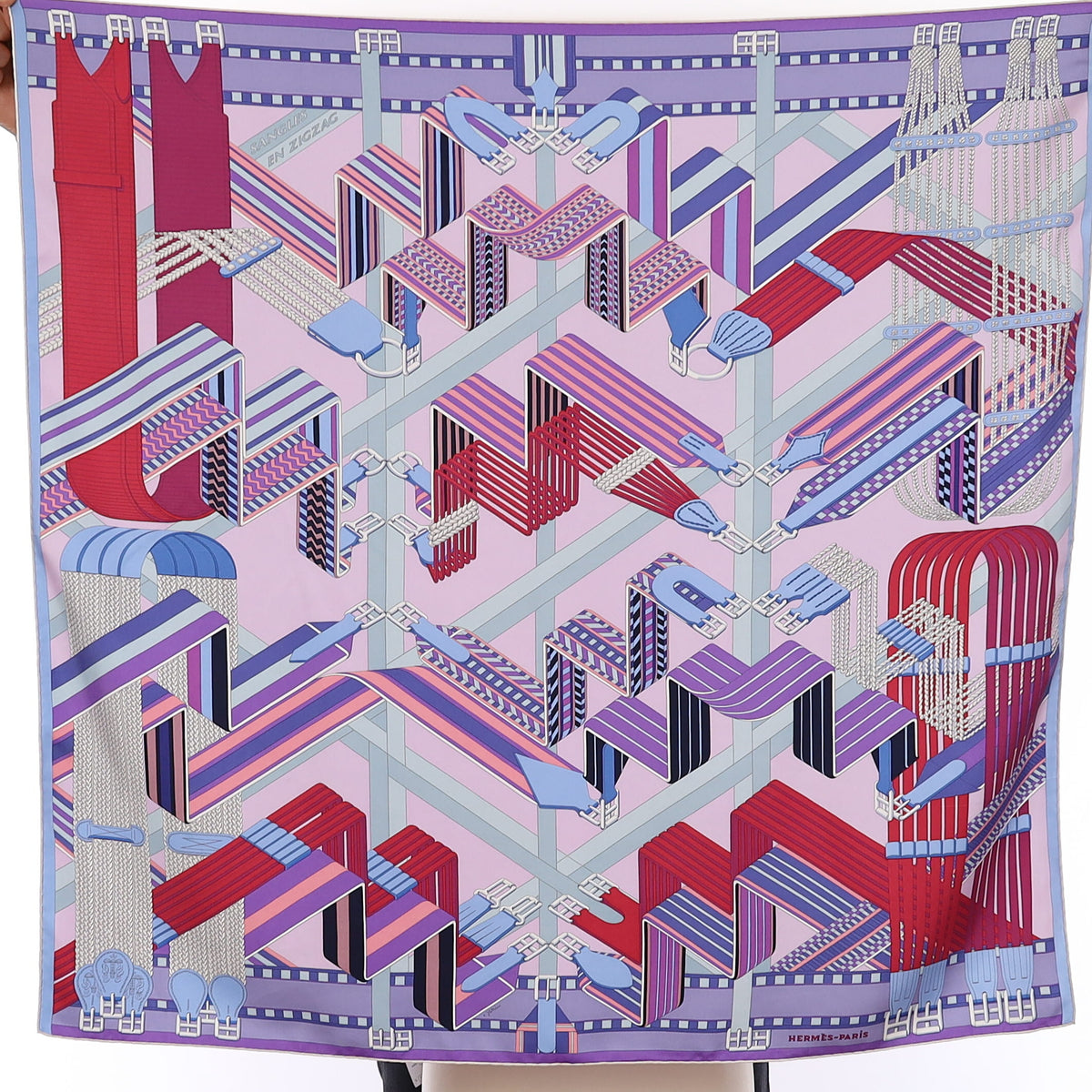 Hermès Sangles en ZigZag Silk Scarf Rare