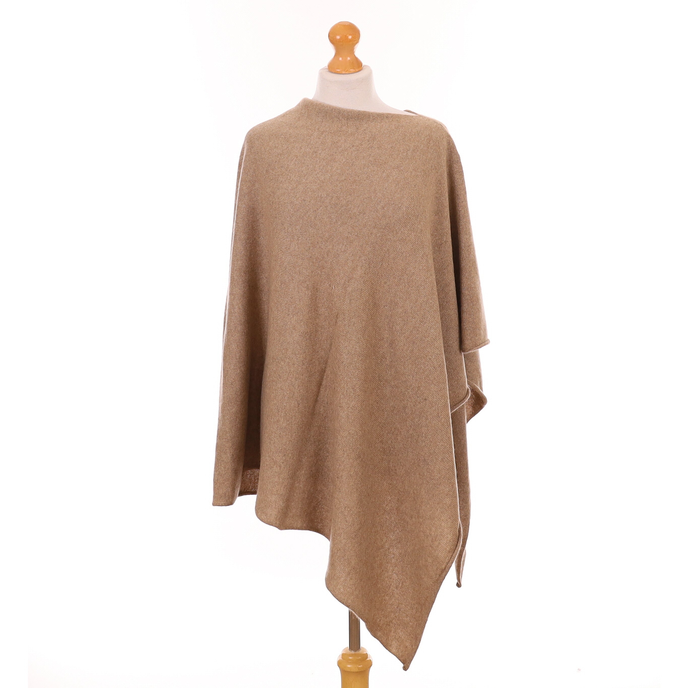 Scottish Taupe Brown Cashmere Poncho One Size