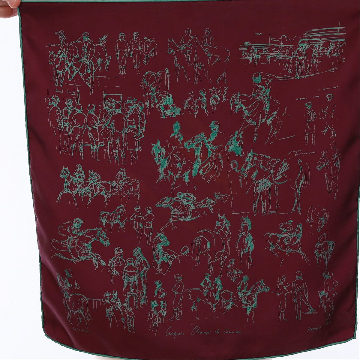 Hermès Croquis Champs de Courses Silk Scarf