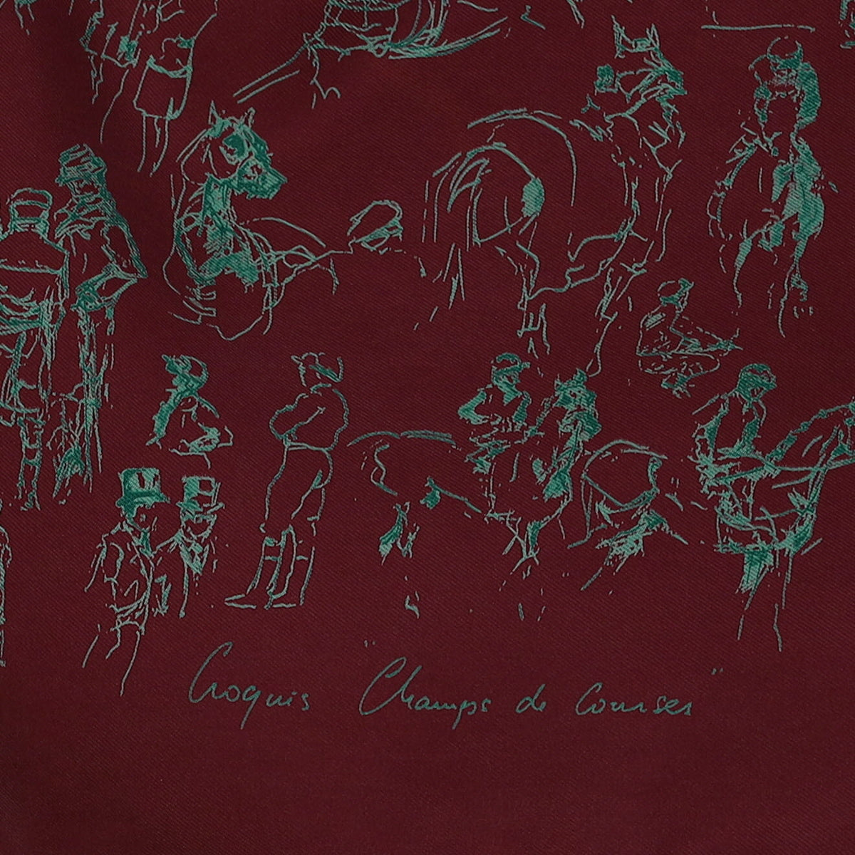 Hermès Croquis Champs de Courses Silk Scarf