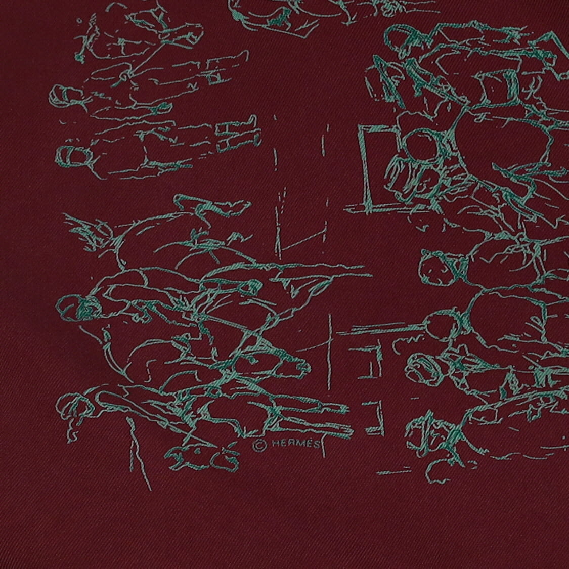 Hermès Croquis Champs de Courses Silk Scarf