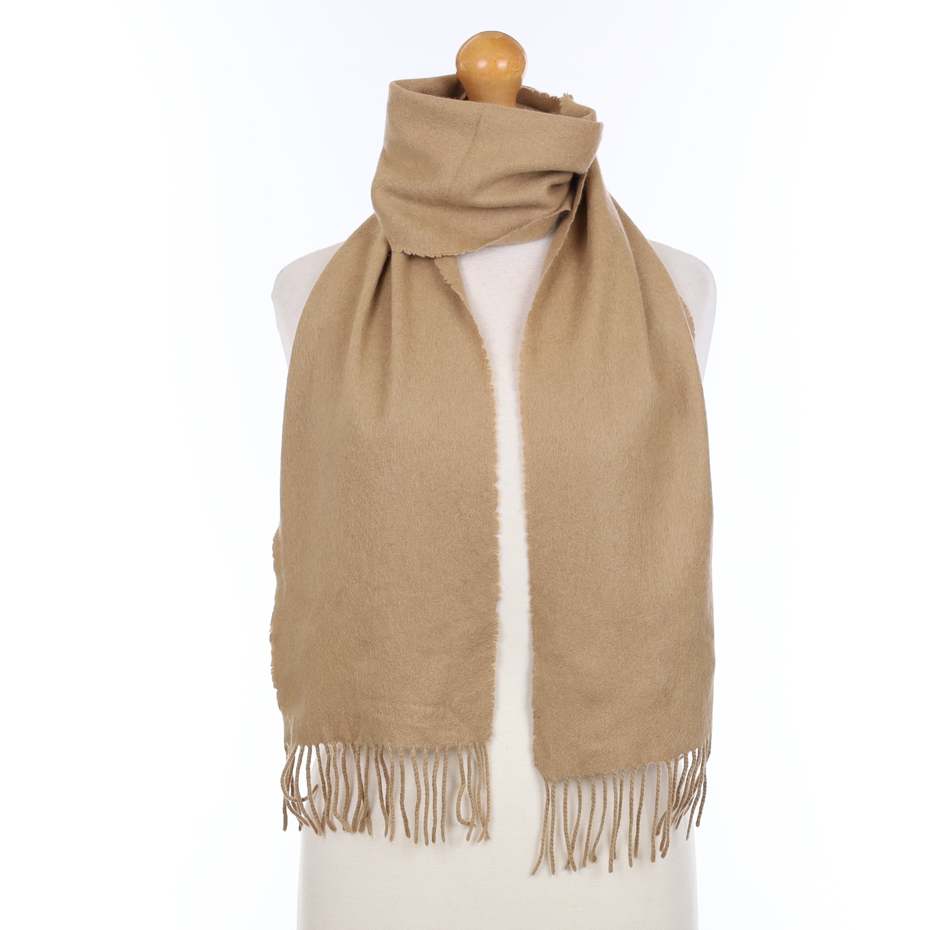 Camel Beige Cashmere Woven Scarf