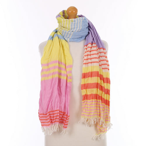 Brand New Scottish Candy Stripe Luxury Woven Cashmere Crinkle Wrap