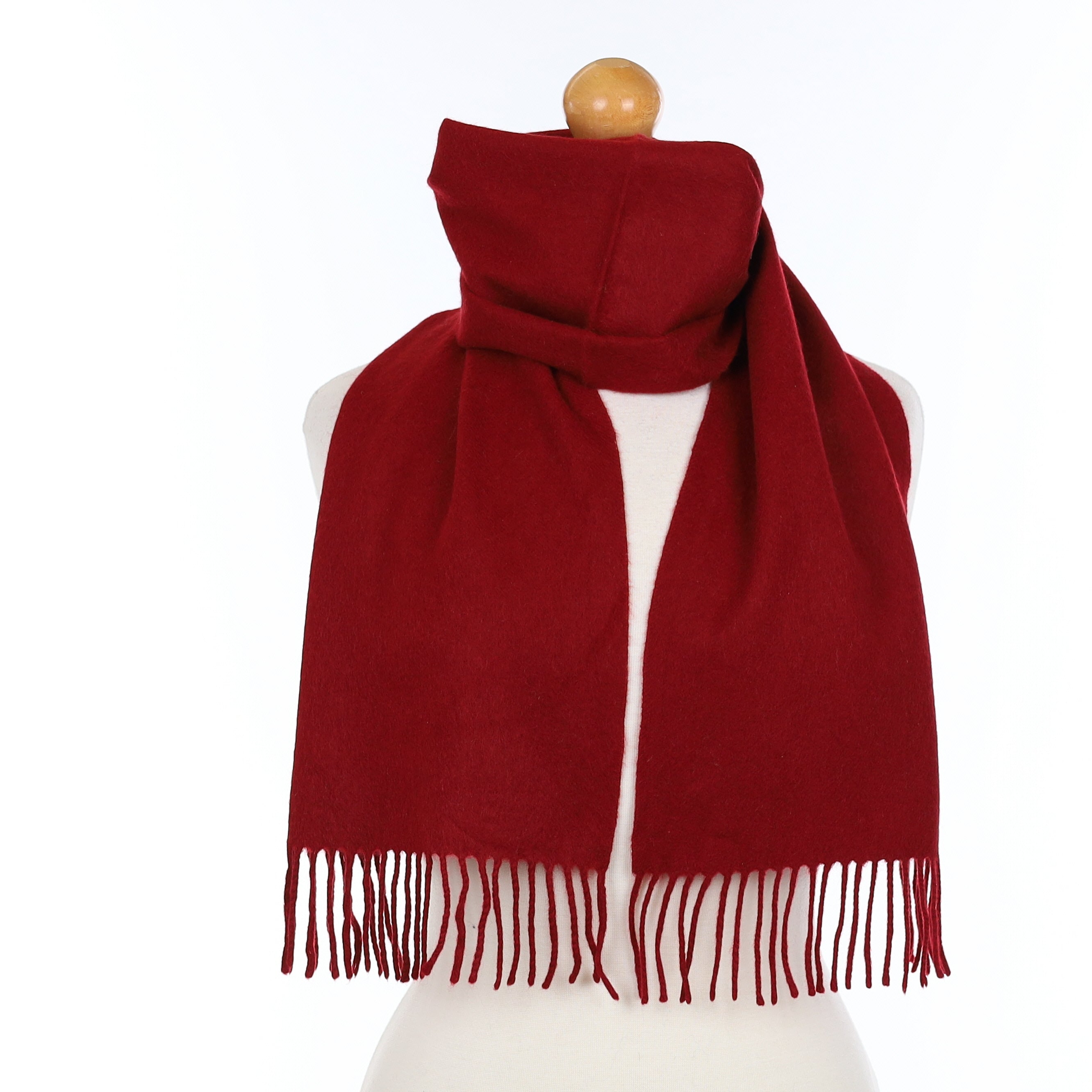 Crimson Red Cashmere Woven Scarf