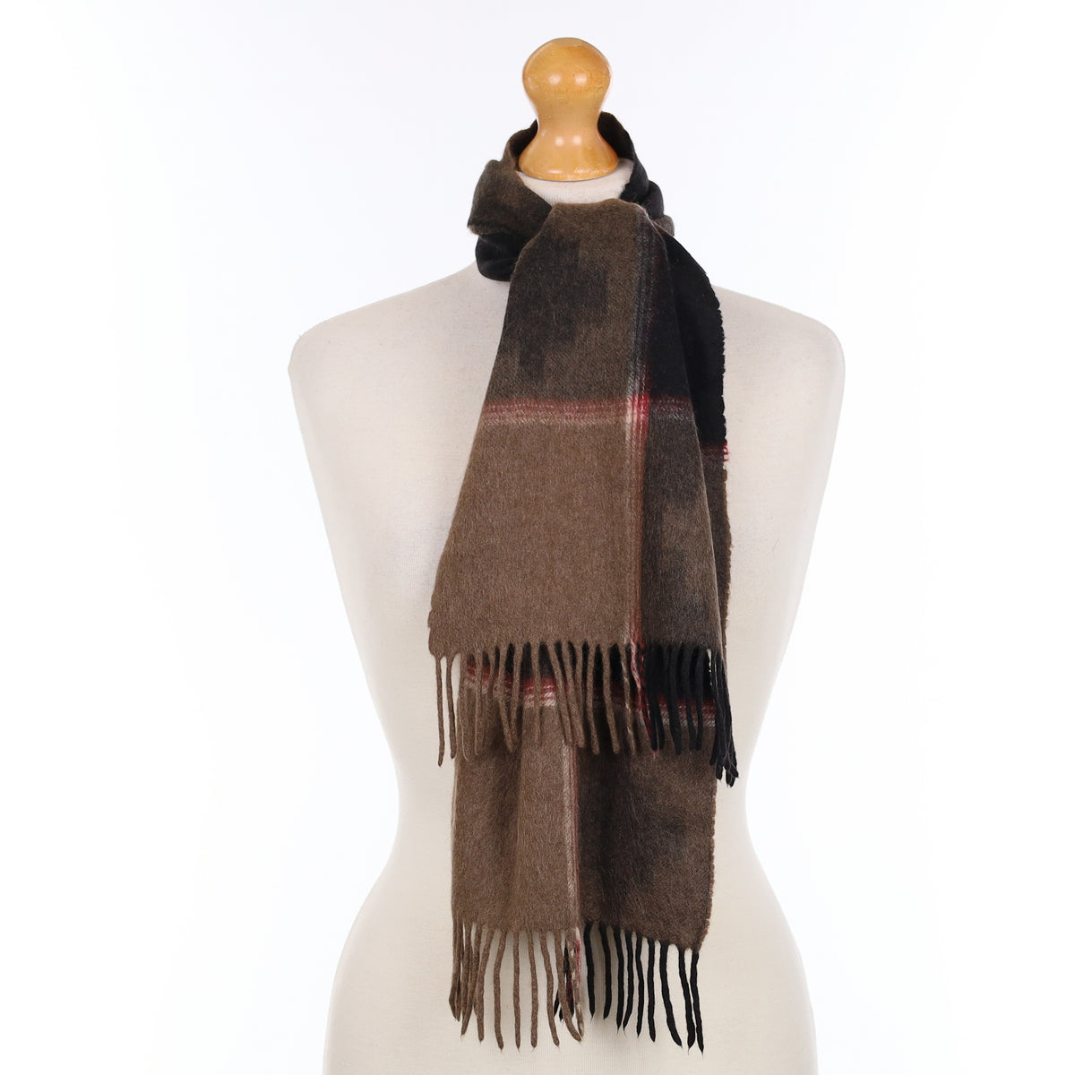 Brow Black and Red Cashmere Woven Scarf