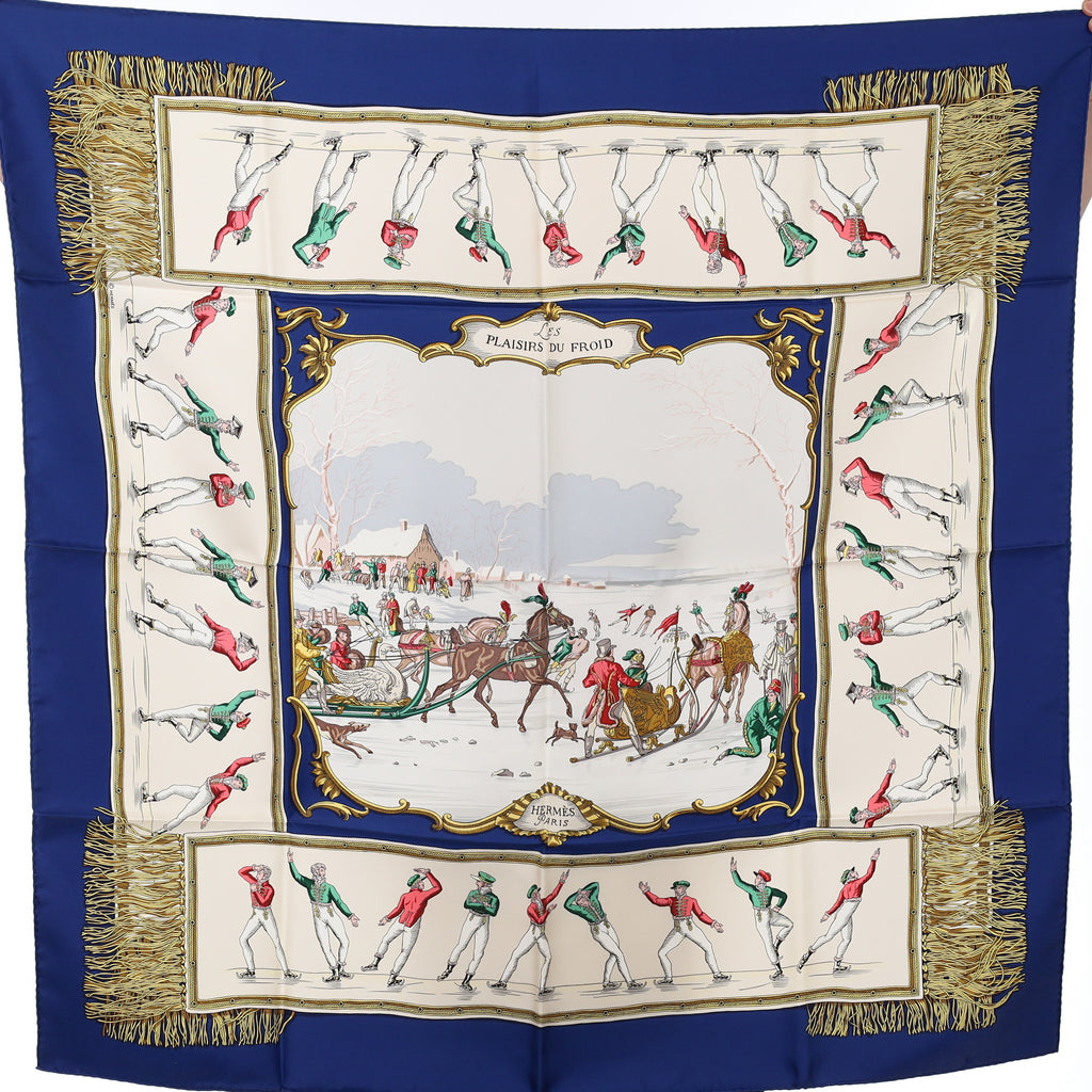 Brand New Boxed Hermès Les Plaisirs Du Froid Silk Scarf