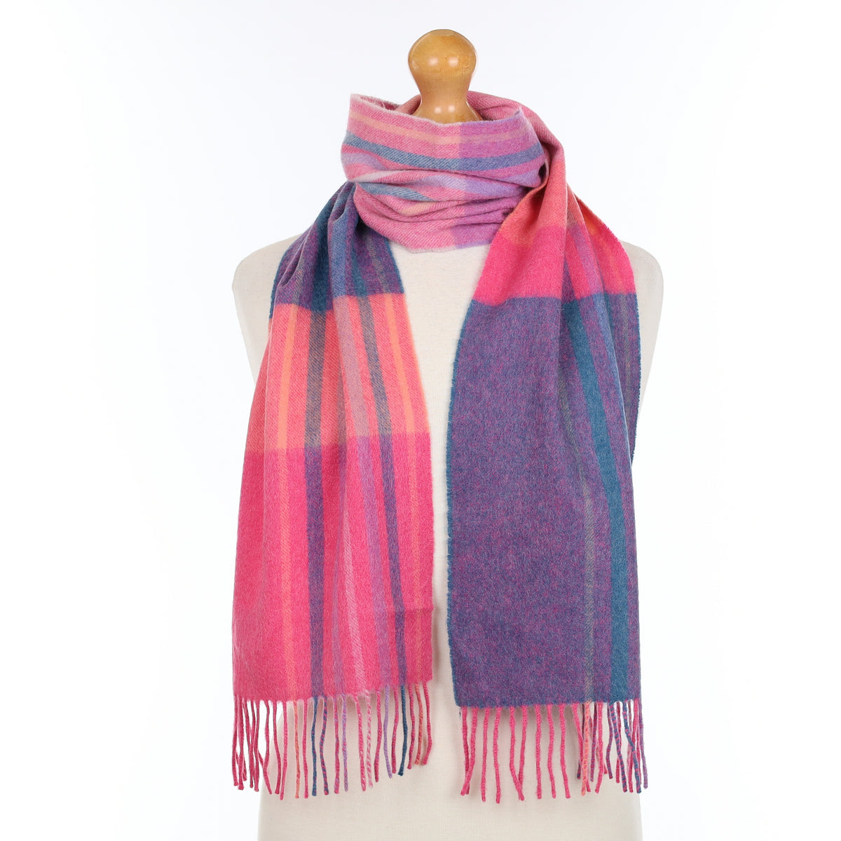 Scottish Purple Pink and Blue Cashmere Woven Scarf