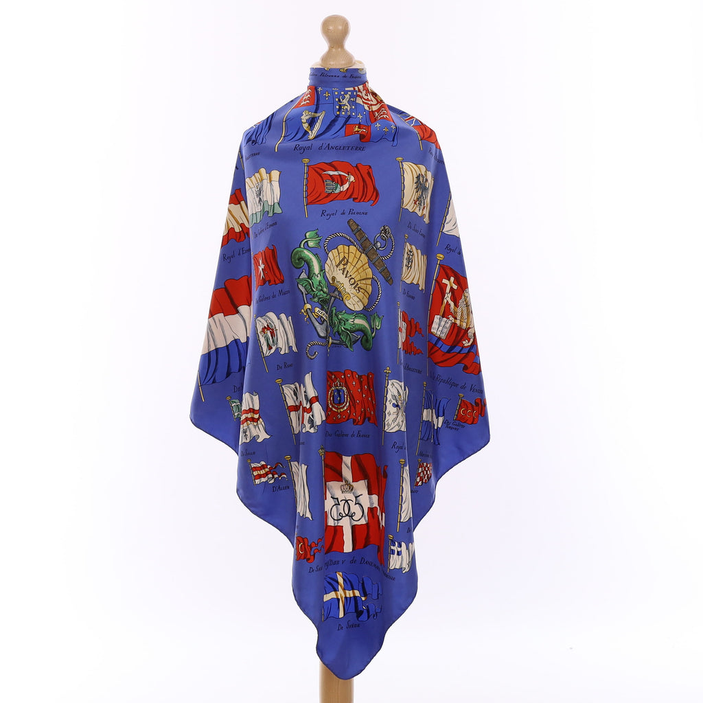 Hermès Pavois Blue Silk Scarf
