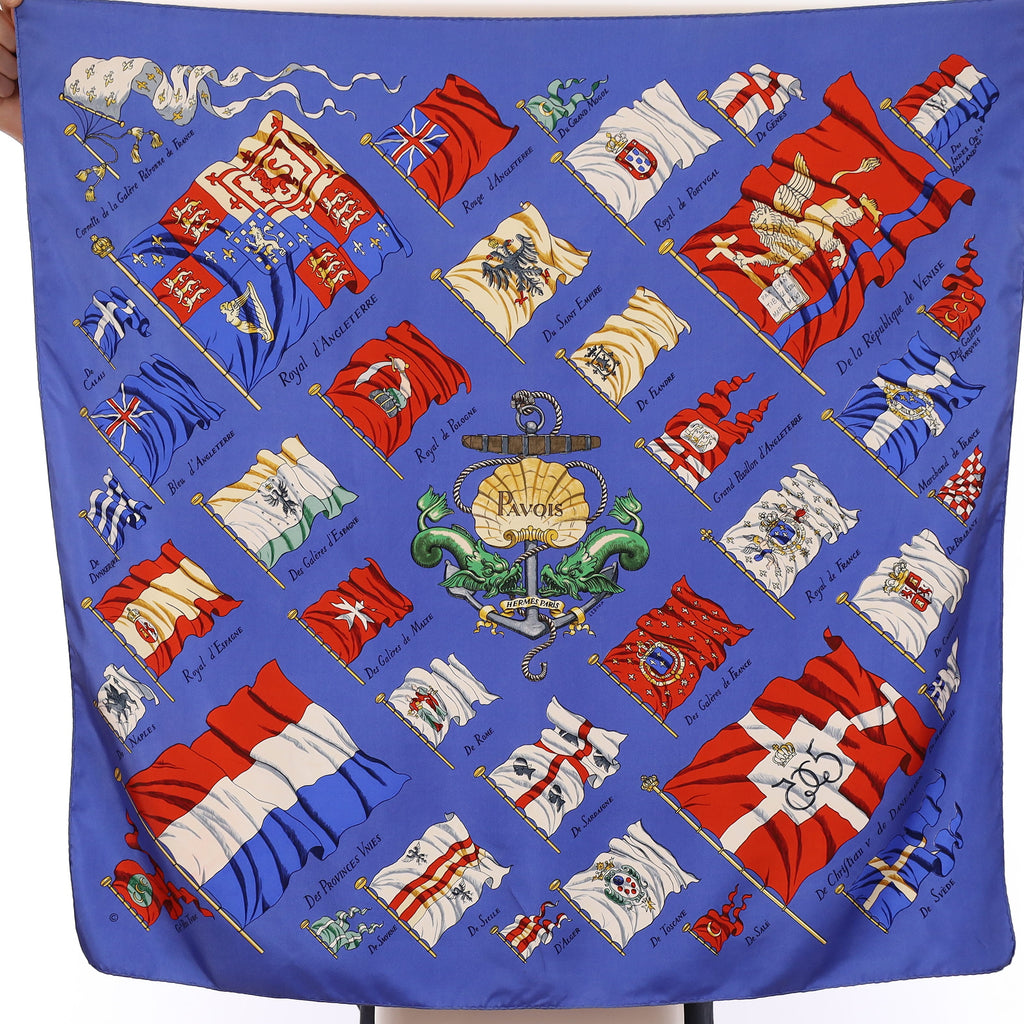 Hermès Pavois Blue Silk Scarf