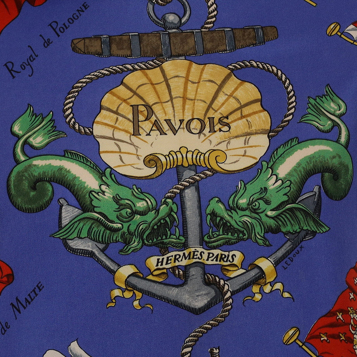 Hermès Pavois Blue Silk Scarf
