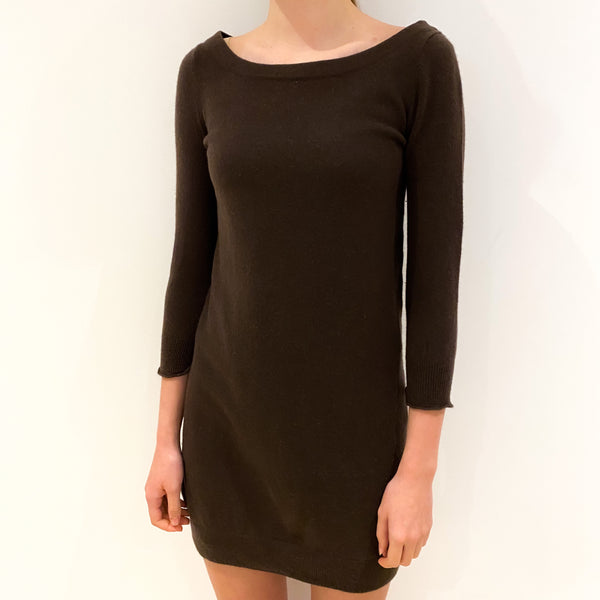 Peppercorn Brown Cashmere Crew Neck Dress Extra Small