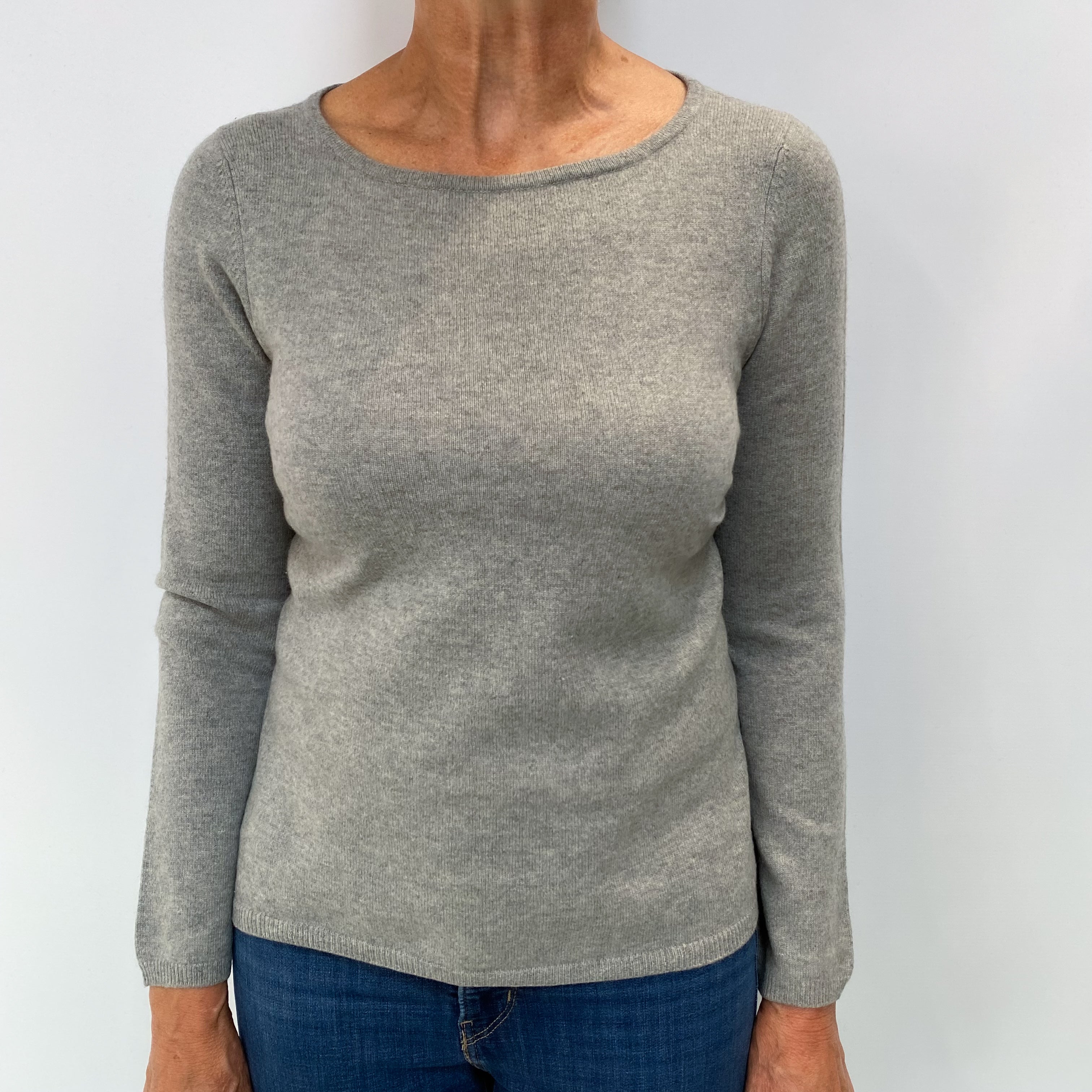 Ash Grey Cashmere Slash Neck Jumper Medium